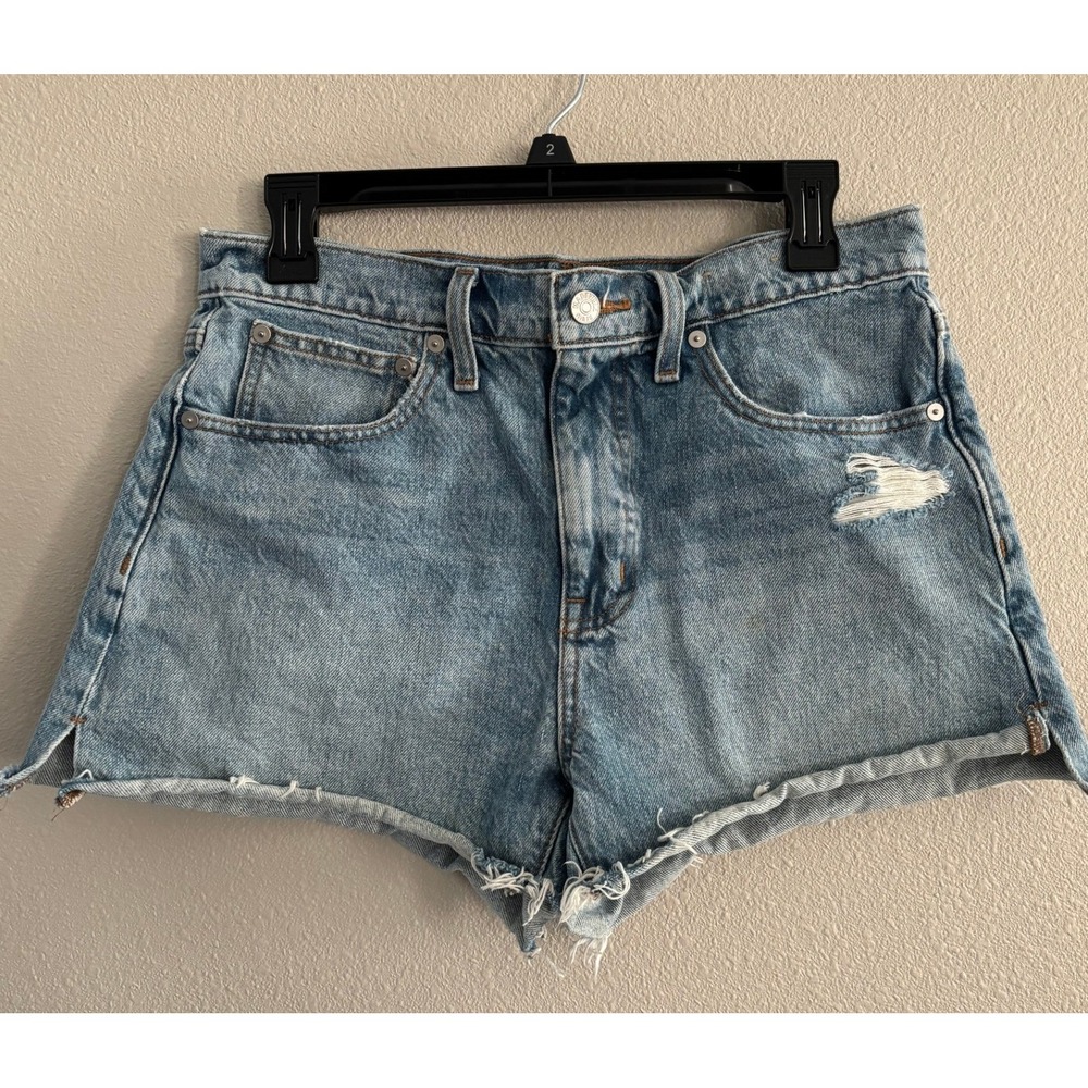 Madewell Relaxed Denim Shorts Womens 27 Raw Hem Zipper